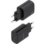 Aisens Cargador GaN 30W con USB-C PD 3.0 y USB-A QC 3.0, Negro